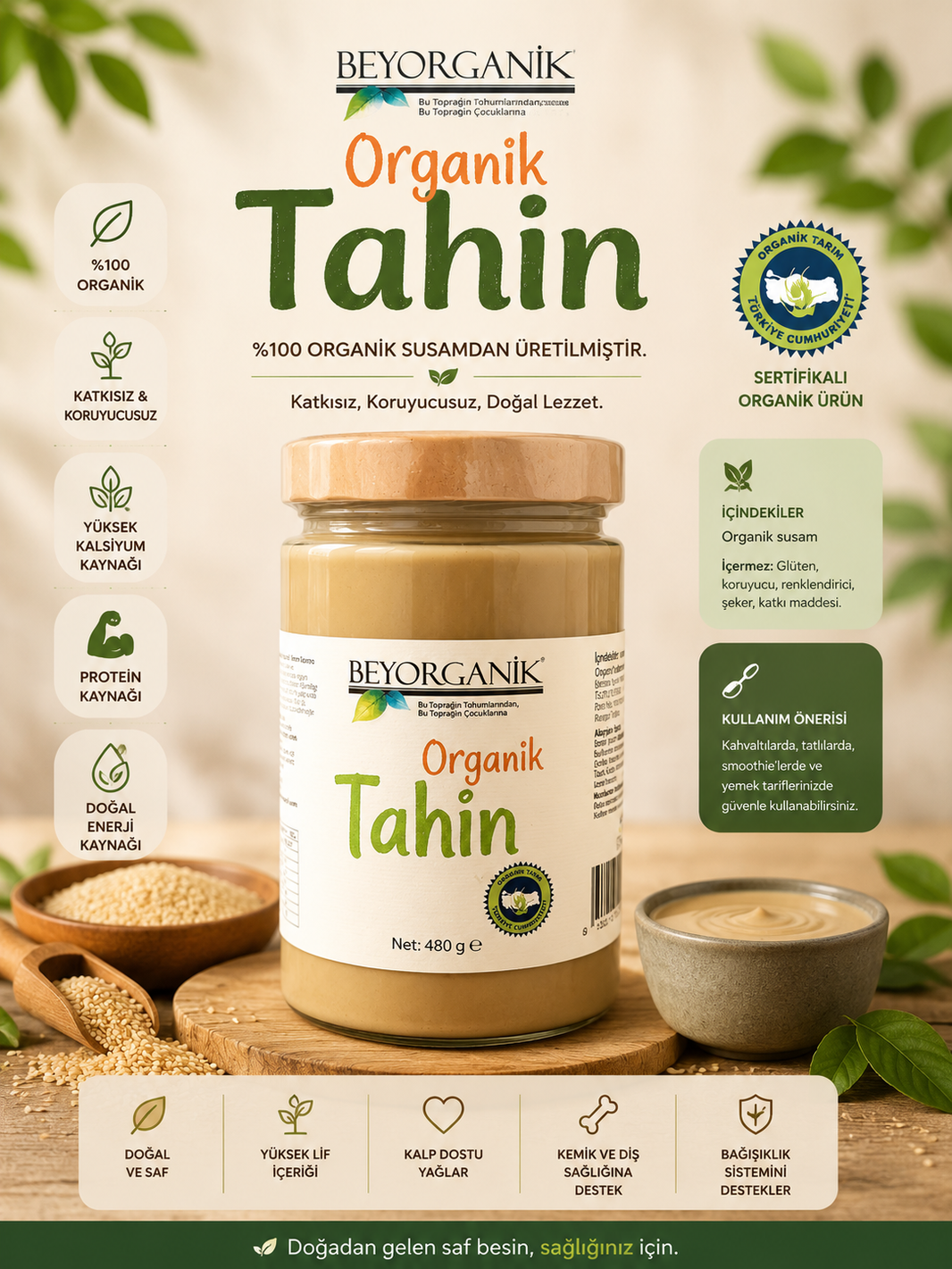 Beyorganik Organik Tahin 480Gr