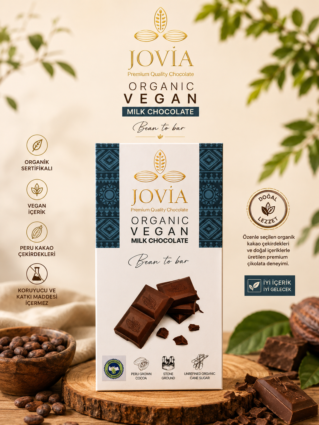 Jovia Organik Çikolata – Vegan Sütlü