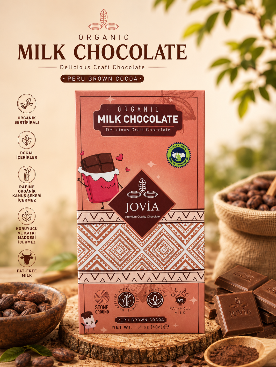 Jovia Organik Sütlü Çikolata (Çocuk) 40 Gr