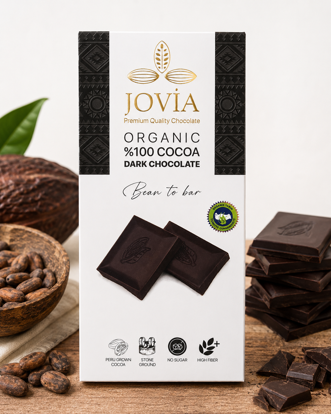 Jovia Organik Çikolata %100 Bitter Sade