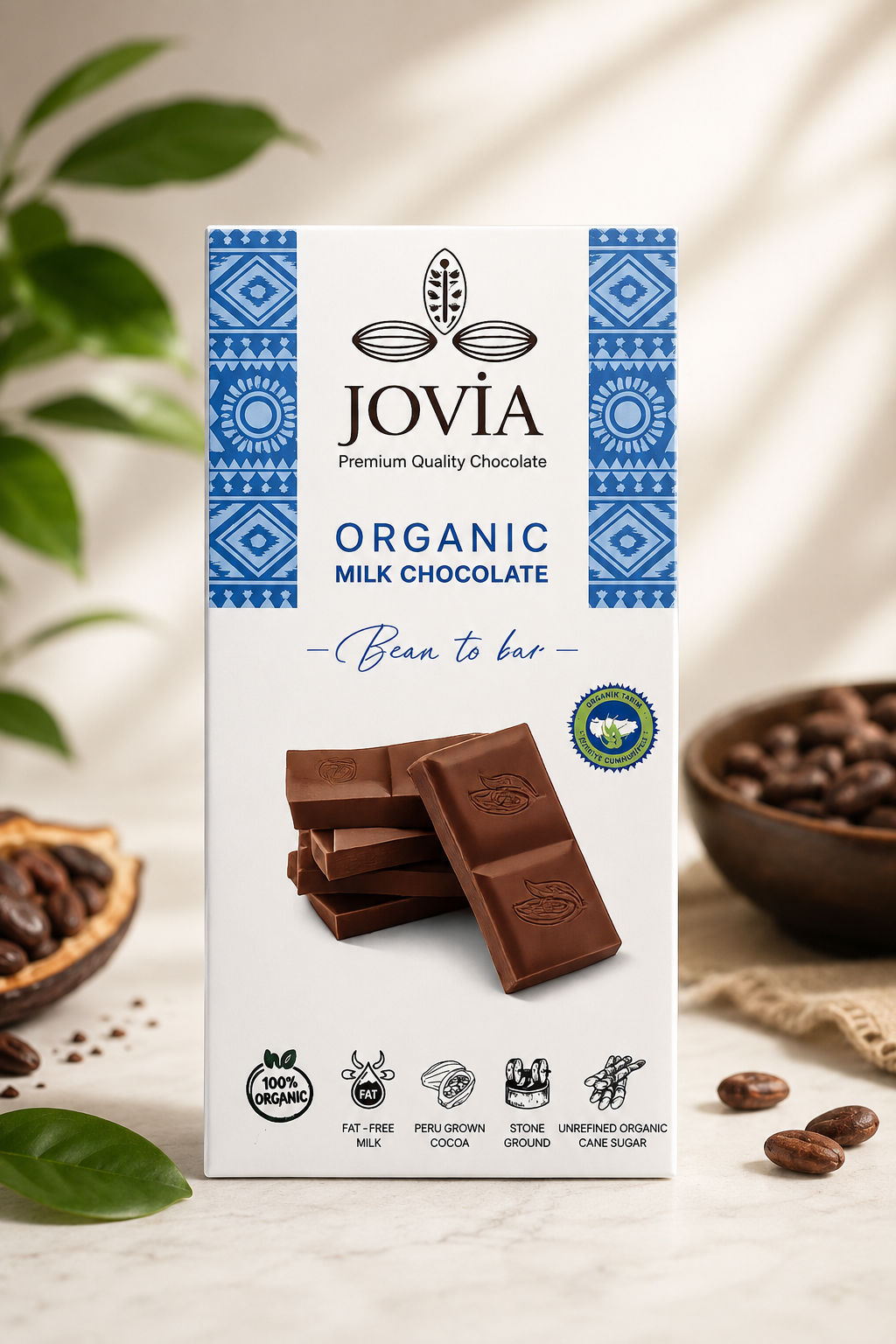 Jovia Organik Sütlü Sade Çikolata 85 Gr