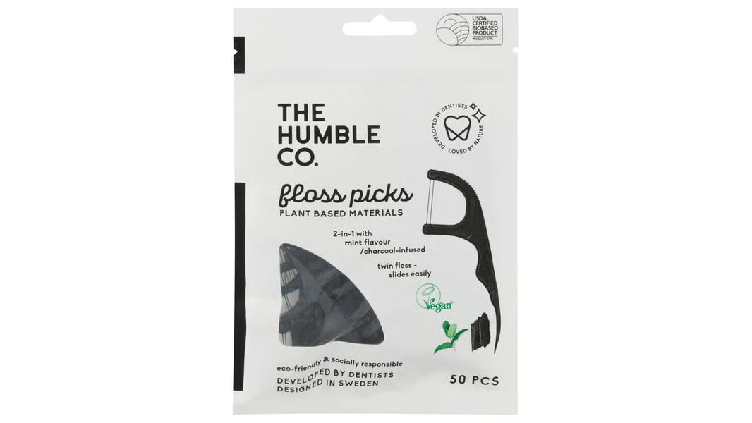 Humble Corn Starch Floss Picks Charcoal