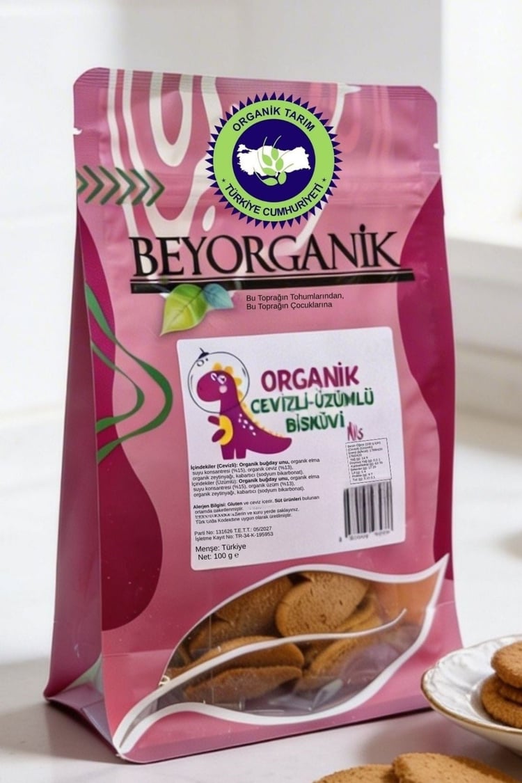 Beyorganik Organik Cevizli & Üzümlü Bisküvi 100Gr
