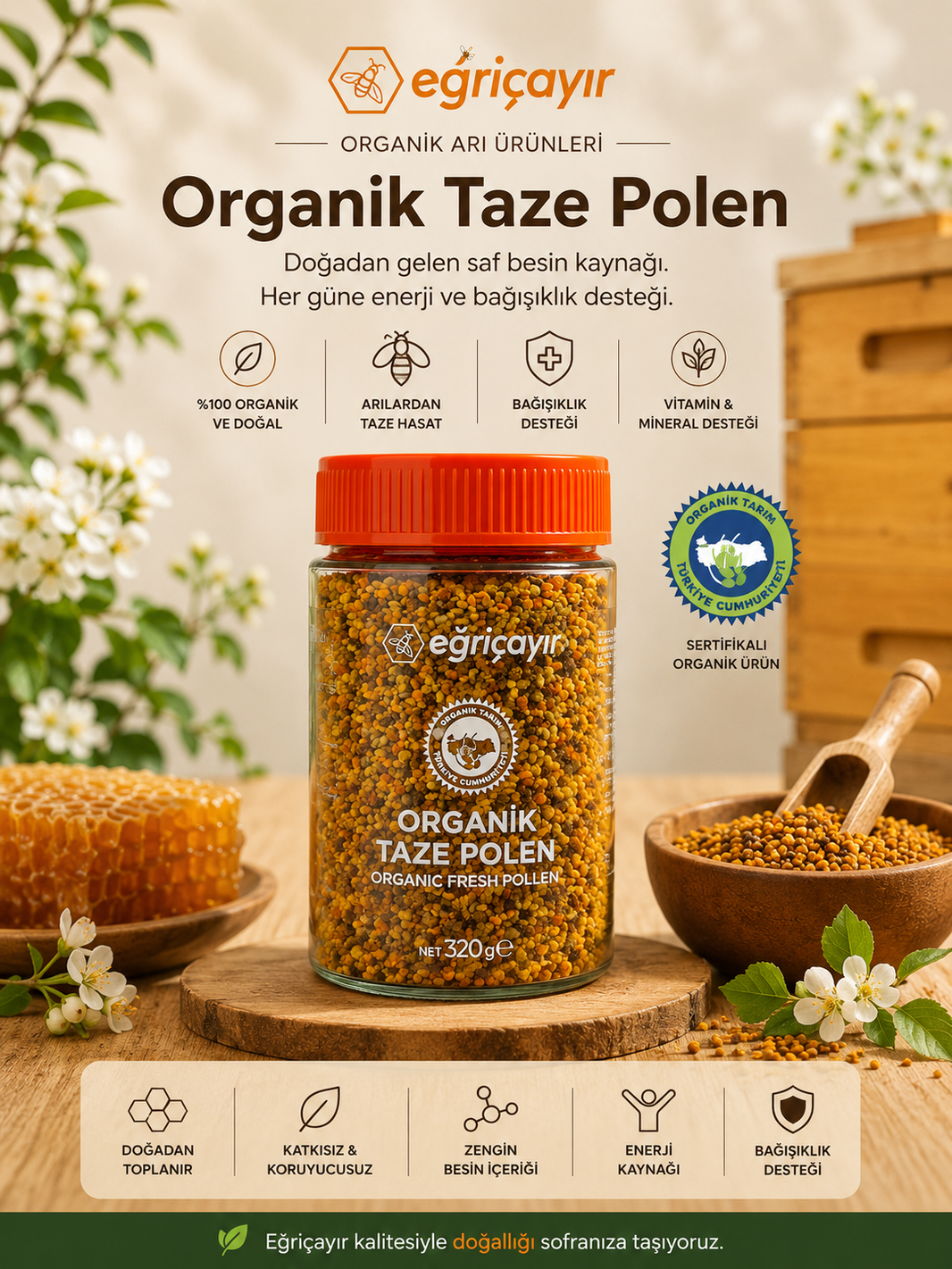 Eğriçayır Organik Taze Polen 320Gr