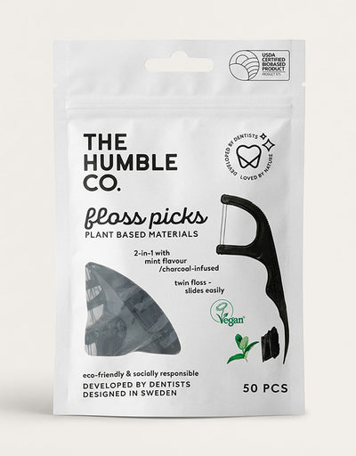 Humble Corn Starch Floss Picks Charcoal
