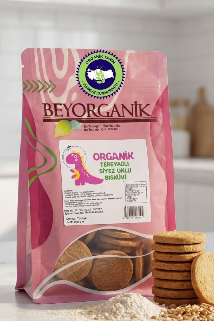 Beyorganik Organik Tereyağlı Siyez Unlu Bisküvi 100gr